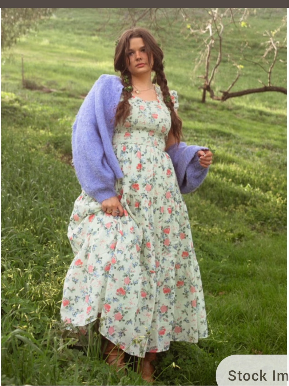 JessaKae Mint Green Floral Smocked Midi Dress